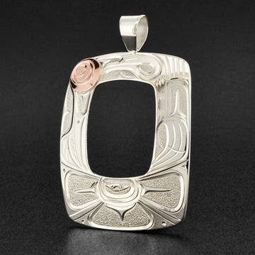 Hummingbird - Silver Pendant with 14k Rose Gold