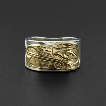 Bear - Silver Ring with 14k Gold