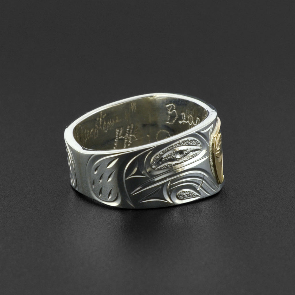Bear - Silver Ring with 14k Gold