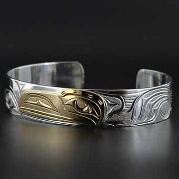 Raven - Silver Bracelet with 14k Gold