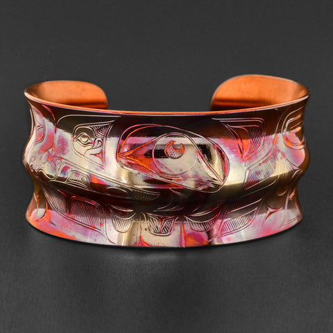 Raven Eating Salmon Berries - Copper Bracelet