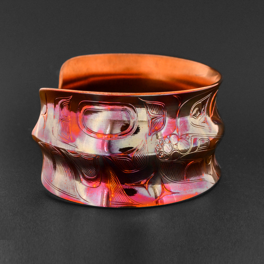 Raven Eating Salmon Berries - Copper Bracelet