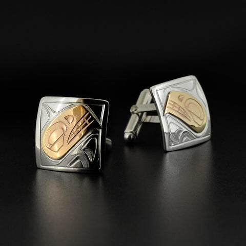 Killerwhale - Silver and 14k Gold Cufflinks