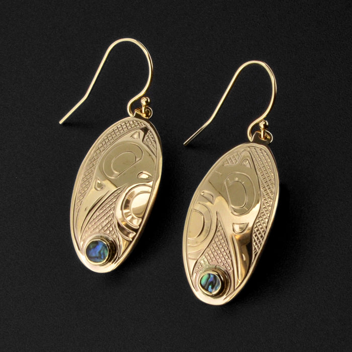 Raven - 14k Gold Earrings with Abalone