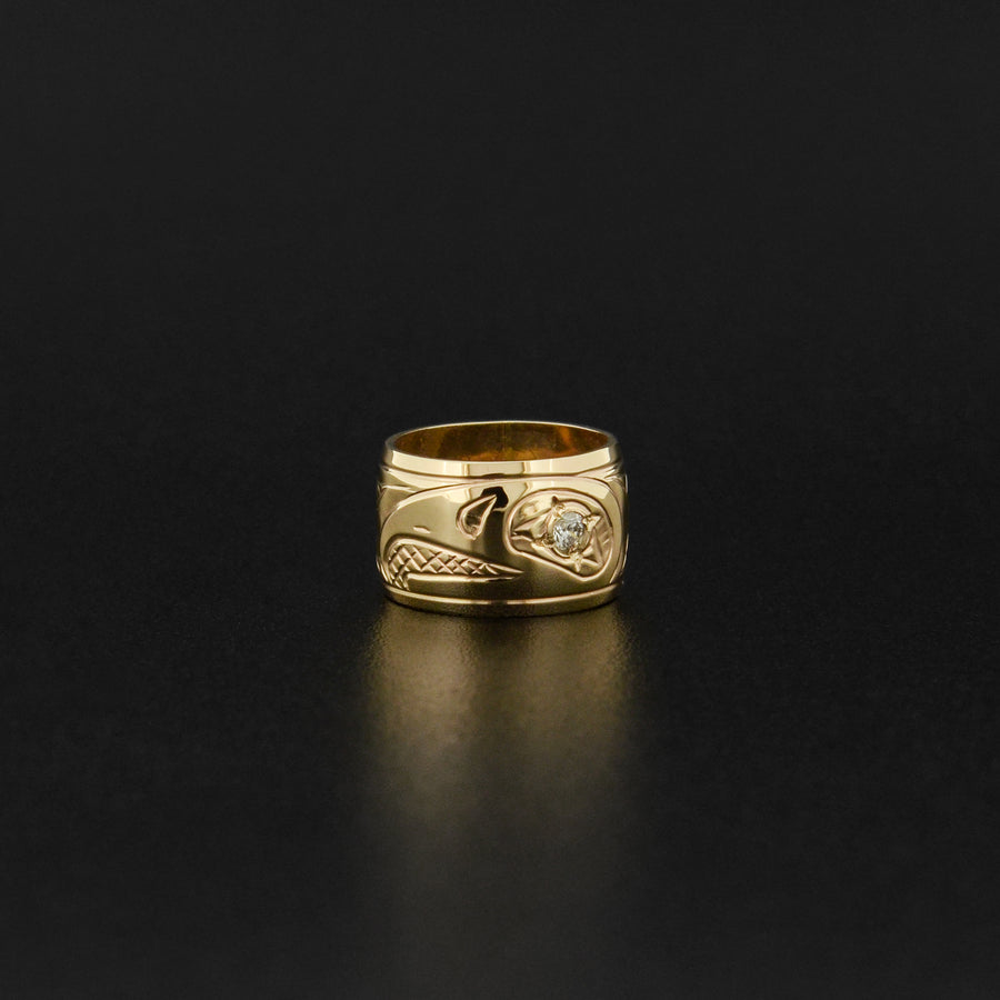 Eagle - 14k Gold Bead with Diamond