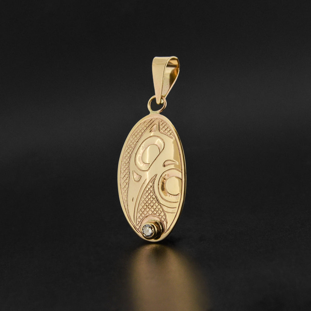 Raven - 14k Gold Pendant with Diamond