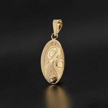 Raven - 14k Gold Pendant with Diamond