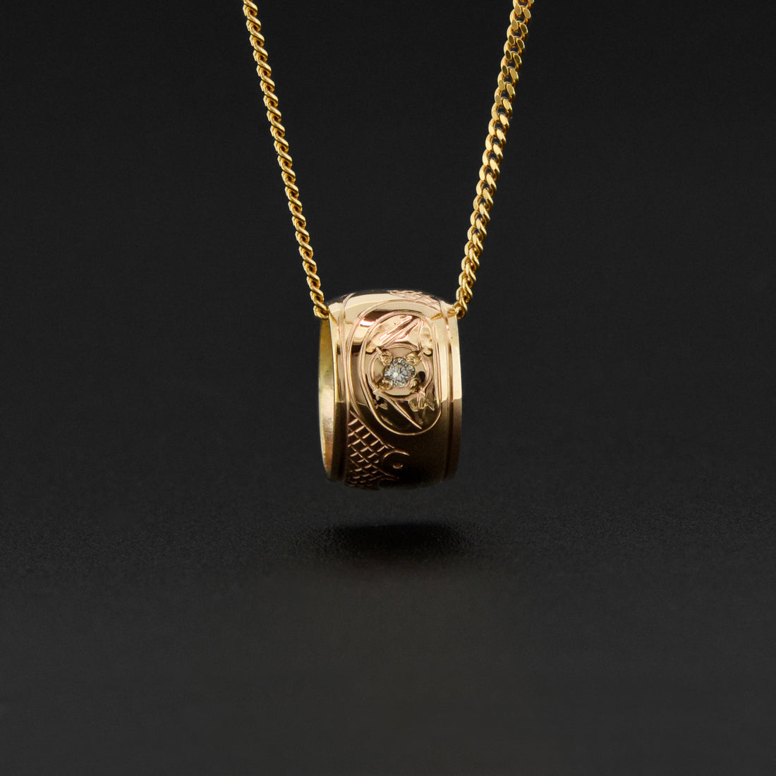 Hummingbird - 14k Gold Bead with Diamond
