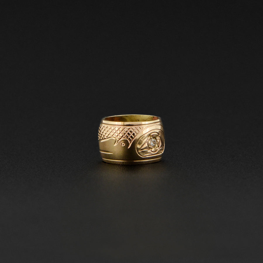 Hummingbird - 14k Gold Bead with Diamond