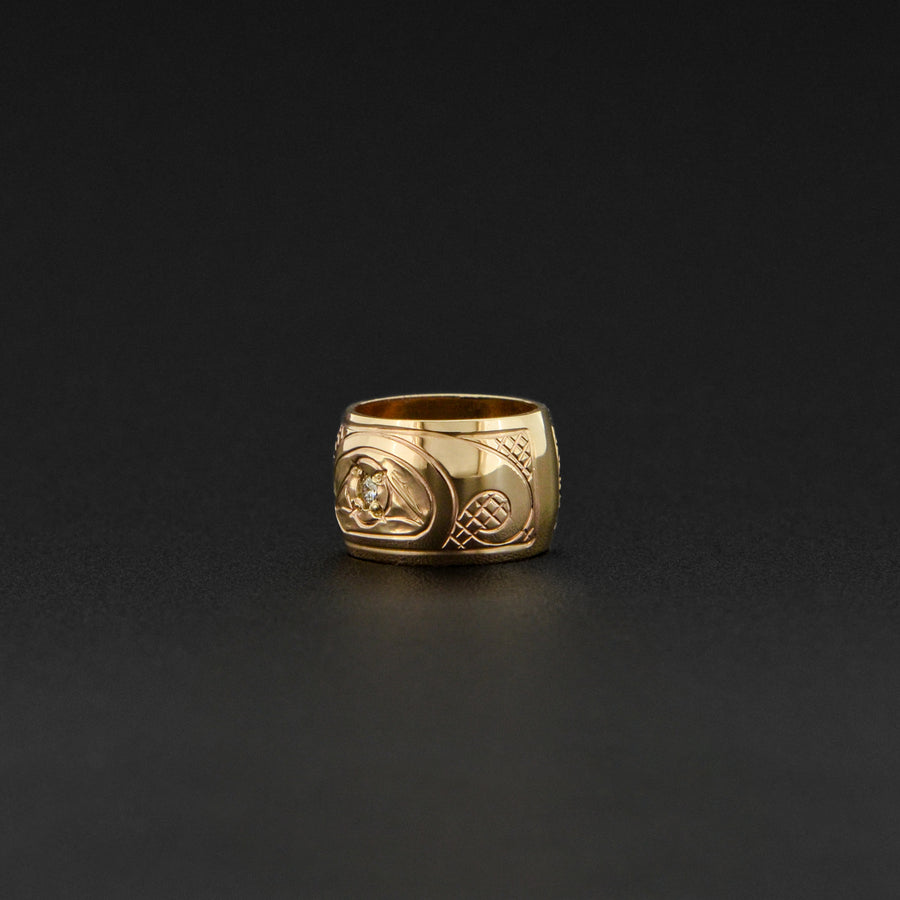 Hummingbird - 14k Gold Bead with Diamond
