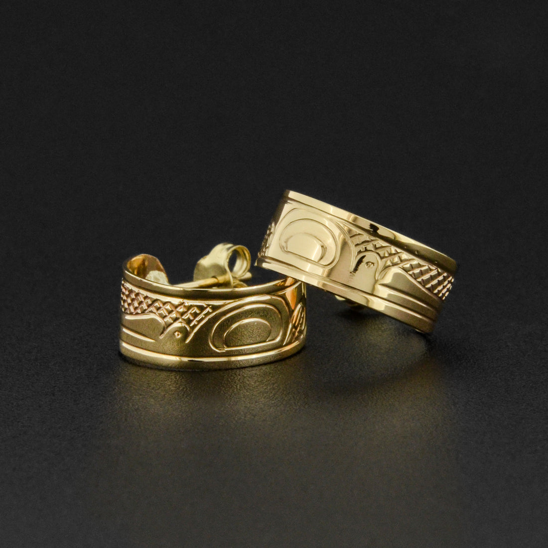 Various Designs - 14k Gold Hoop Stud Earrings