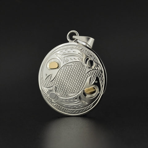 Salmon - Silver Pendant with 14k Gold