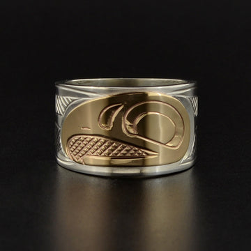 Eagle - Silver Ring with 14k Overlay
