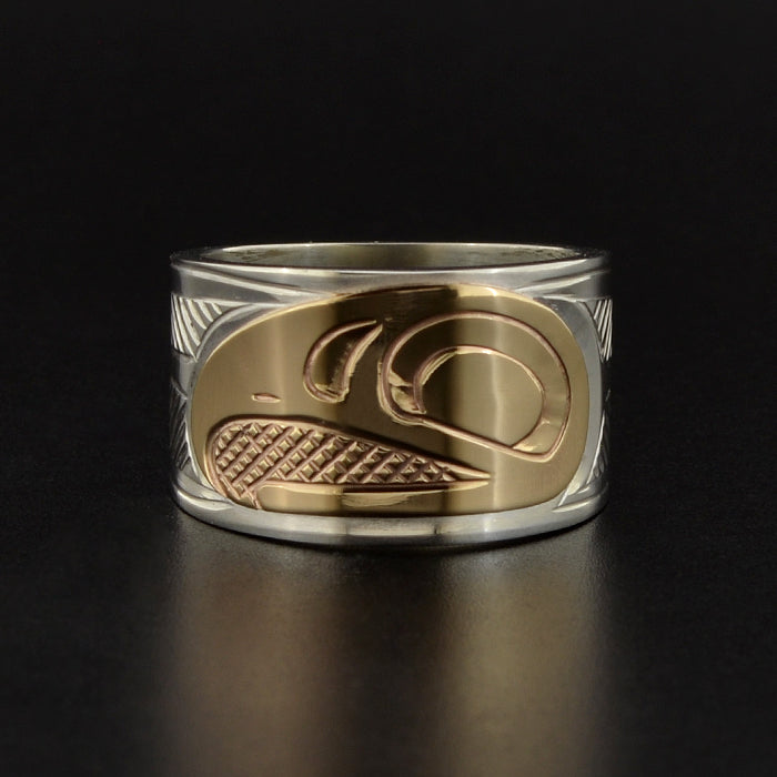 Eagle - Silver Ring with 14k Overlay