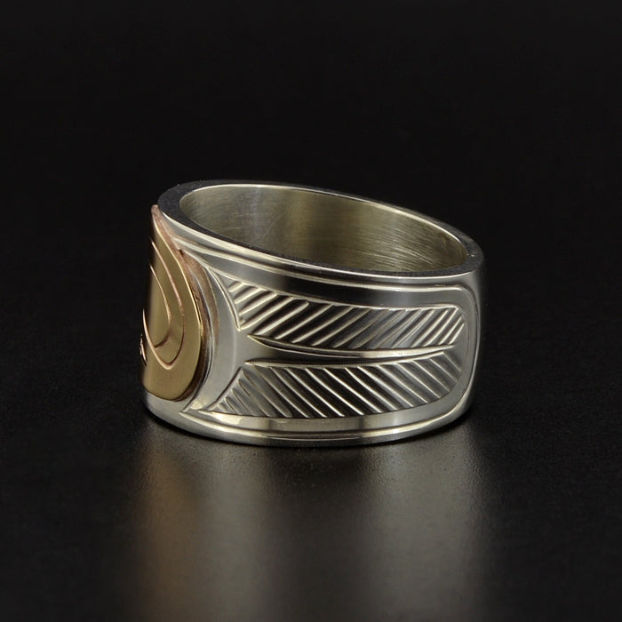 Eagle - Silver Ring with 14k Overlay