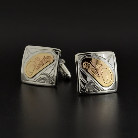 Eagles - Silver Cufflinks with 14k Gold