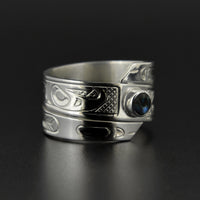 Eagle - Silver Wrap Ring with Abalone
