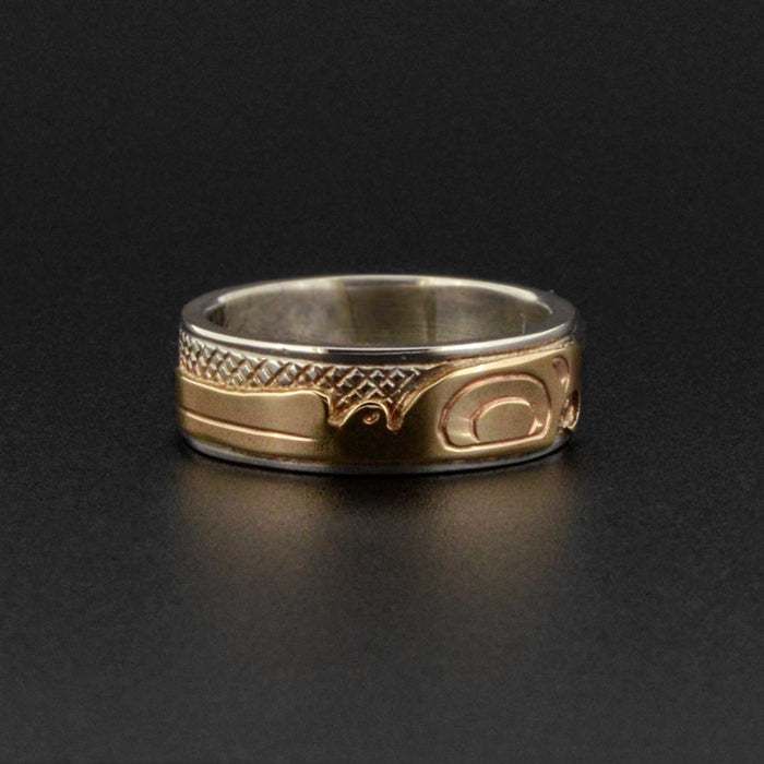 Hummingbird - Silver Ring with 14k Gold