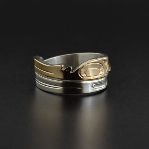 Hummingbird - Silver Ring with 14k Gold