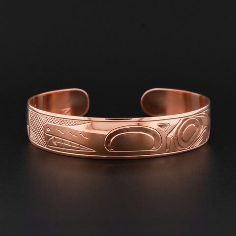 Wolf and Moon - Copper Bracelet