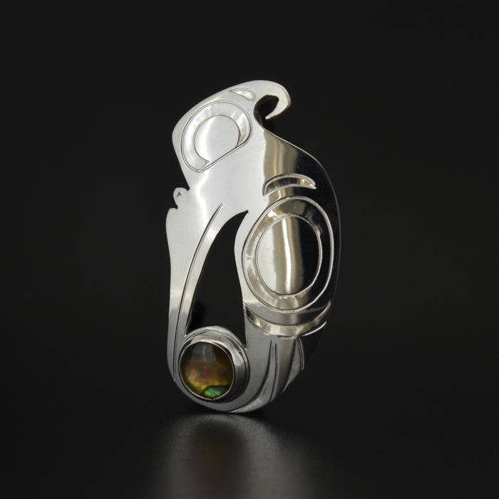 Hummingbird - Silver Pin-Pendant with Abalone