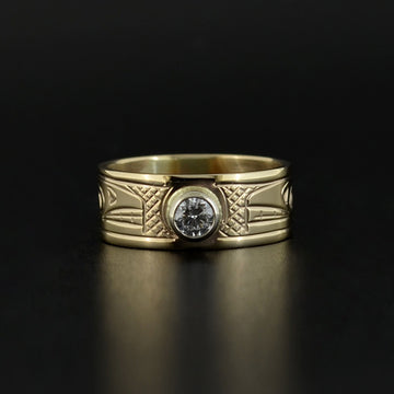 Killerwhales - 14k Gold Ring with Diamond
