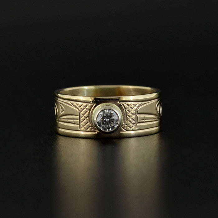 Killerwhales - 14k Gold Ring with Diamond