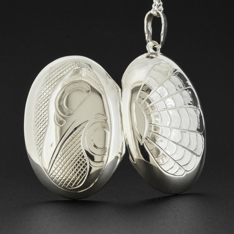 Raven and Clamshell - Silver Locket