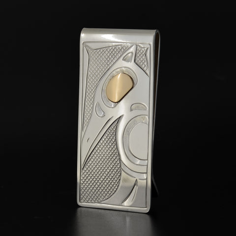 Raven - Silver Moneyclip with 14k Gold