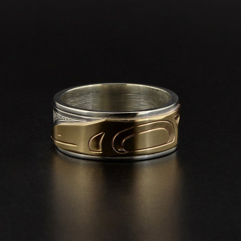 Raven - Silver Ring with 14k Overlay