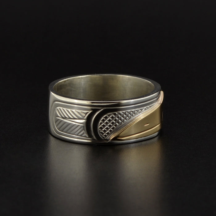 Raven - Silver Ring with 14k Overlay