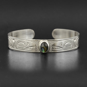 Killerwhales - Silver Bracelet with Abalone