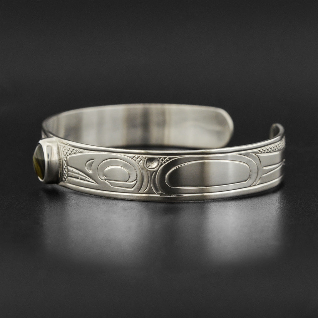 Killerwhales - Silver Bracelet with Abalone