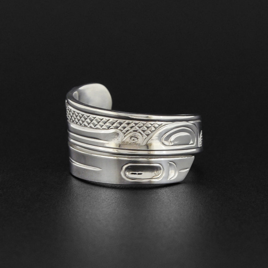 Hummingbird - Silver Wrap Ring with Topaz