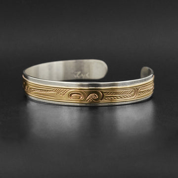 Hummingbirds - Silver Bracelet with 14k Gold