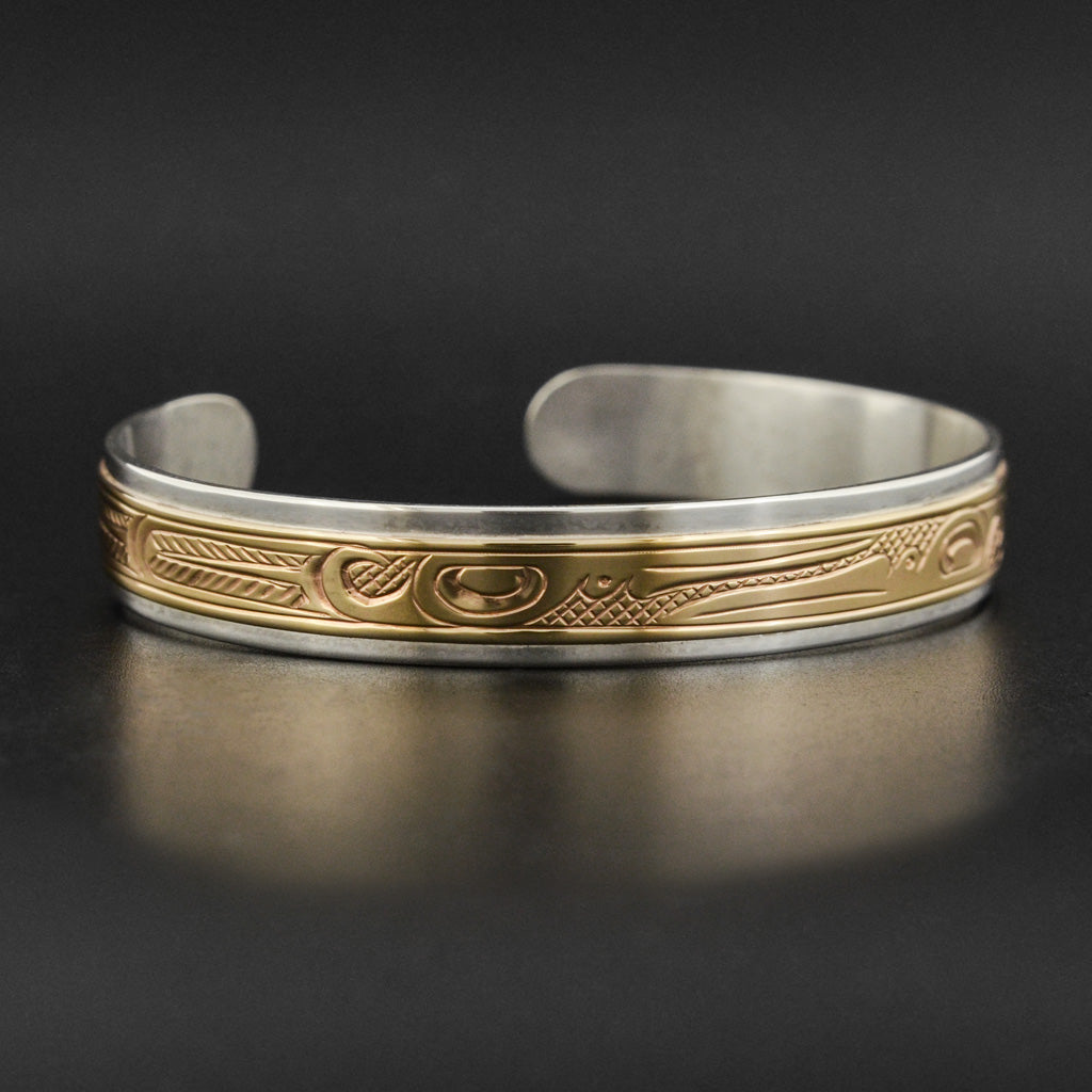 Hummingbirds - Silver Bracelet with 14k Gold