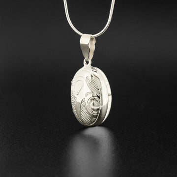 Hummingbird and Flower - Silver Locket