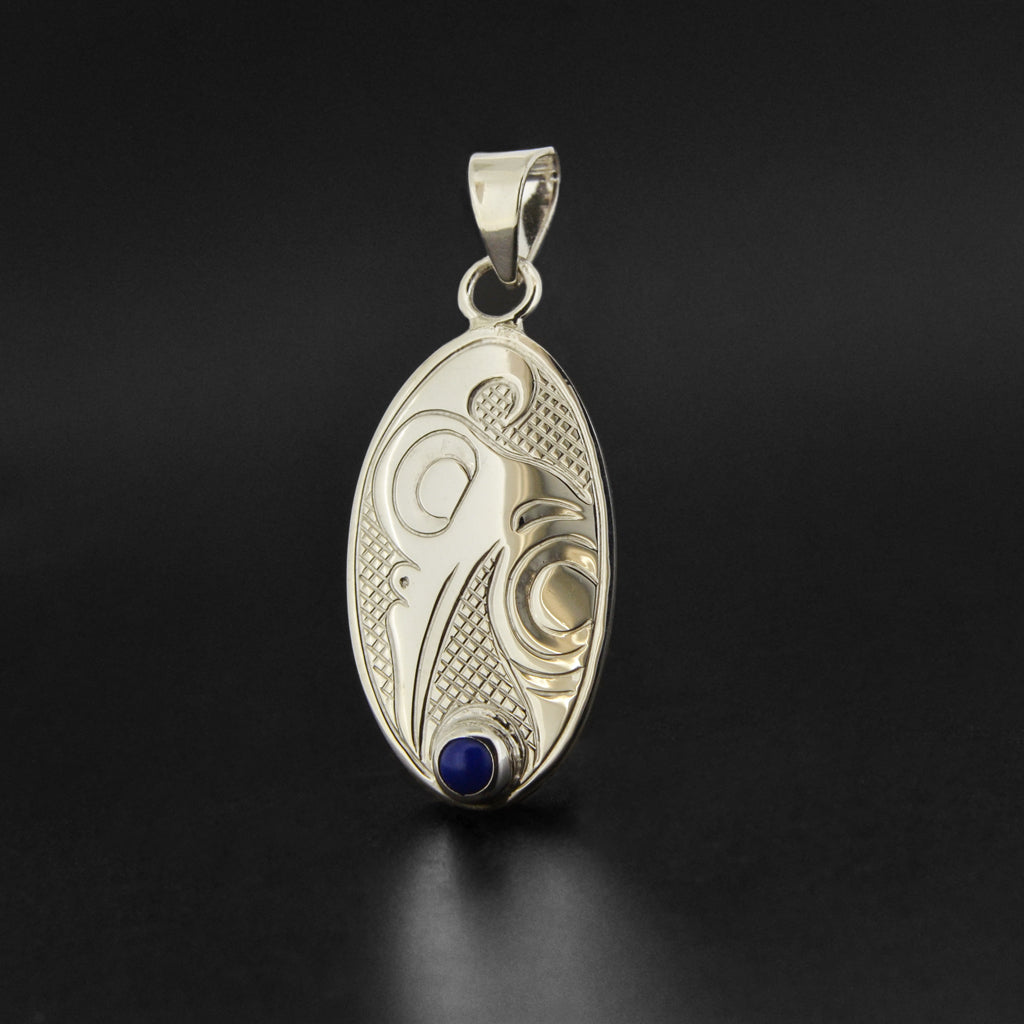 Hummingbird - Silver Pendant with Lapis