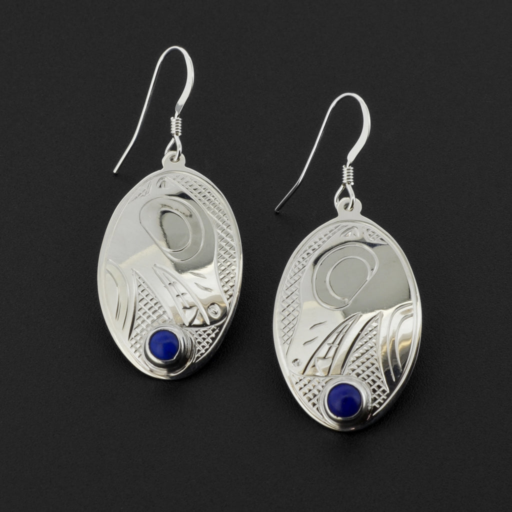 Wolf - Silver Earrings with Lapis