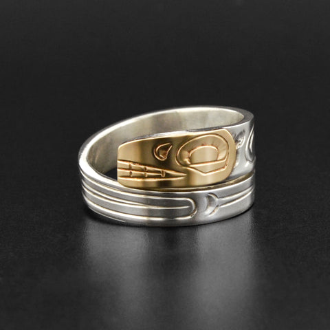 Killerwhale - Silver Ring with 14k Gold