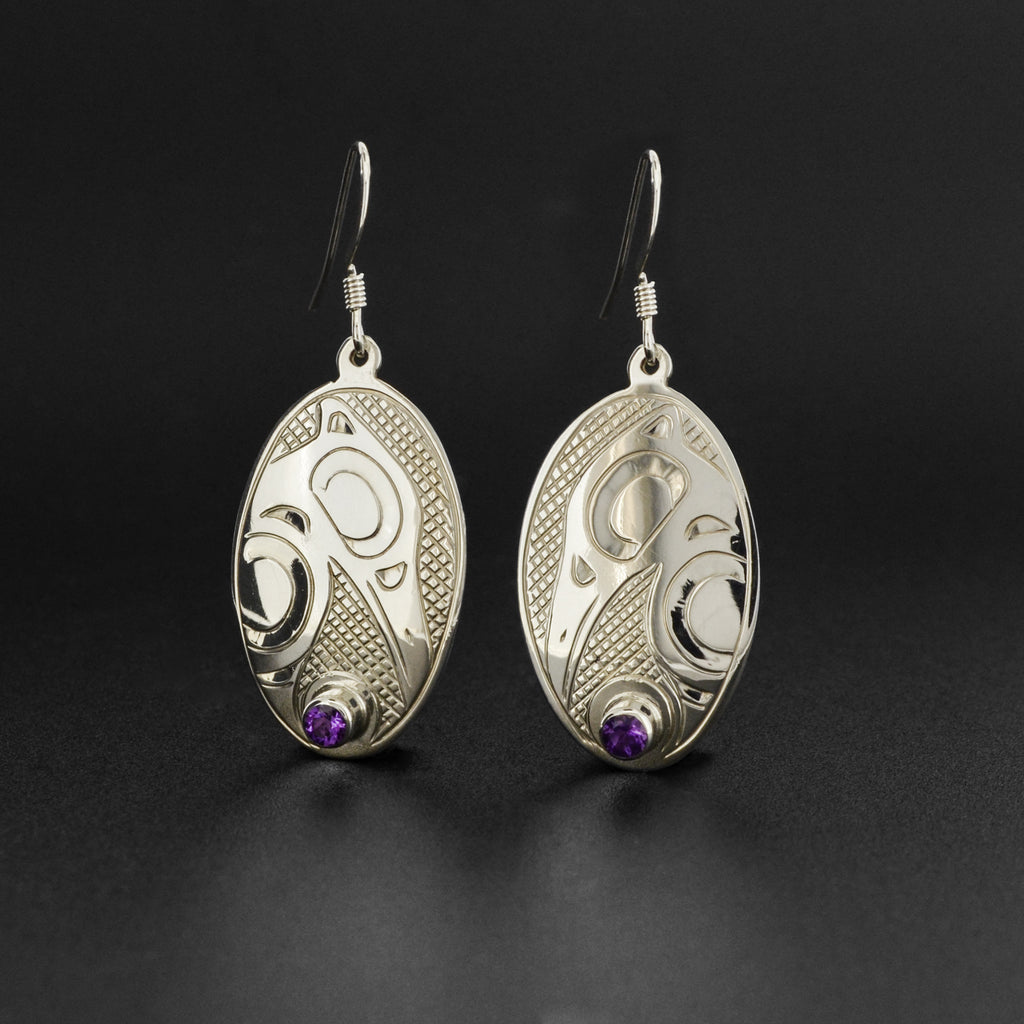Raven - Silver Earrings with Amethyst
