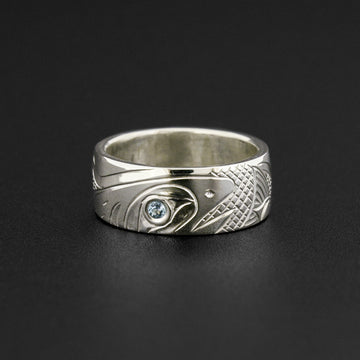 Salmon - Silver Ring with Topaz