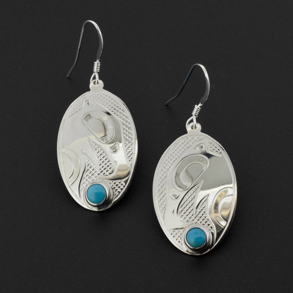 Eagle - Silver Earrings with Turquoise