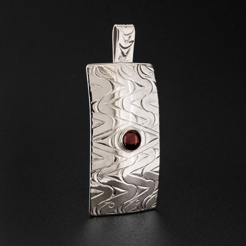 Snake Stone - Silver Pendant with Garnet