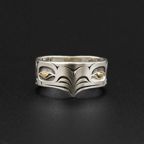 Eagle - Silver Ring with 14k Gold