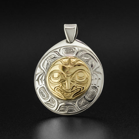 Bear - Silver Pendant with 14k Gold