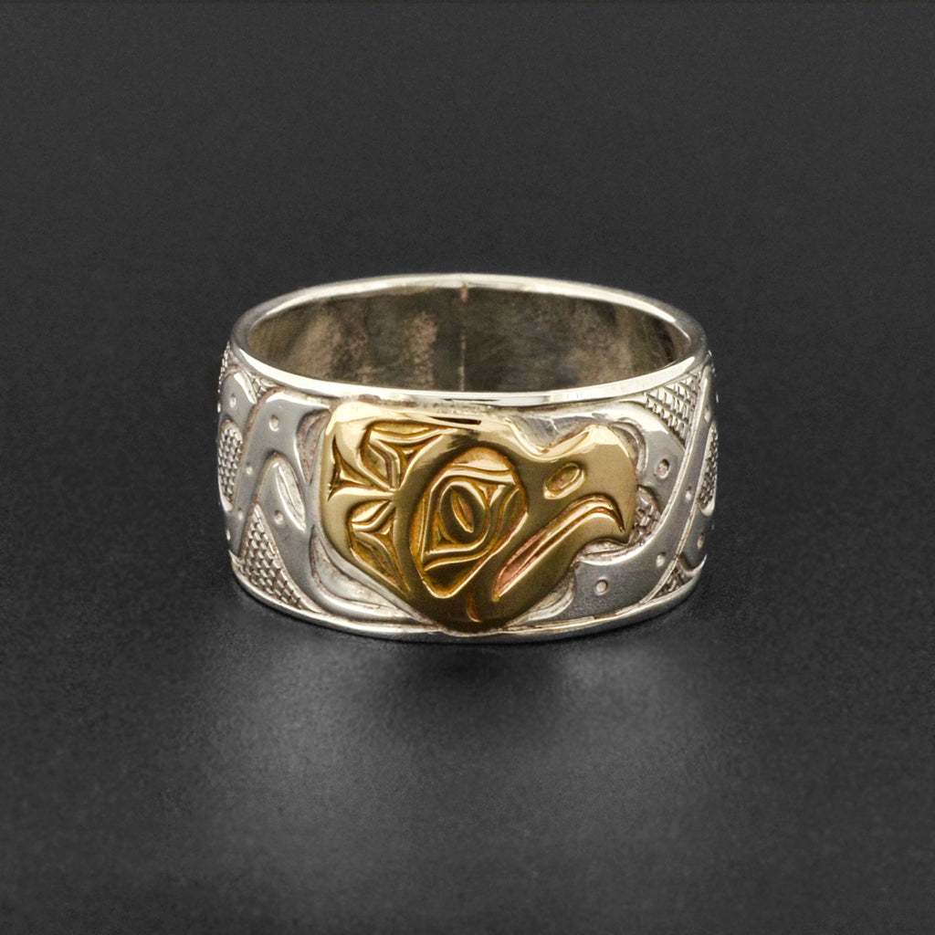 Octopus - Silver Ring with 14k Gold