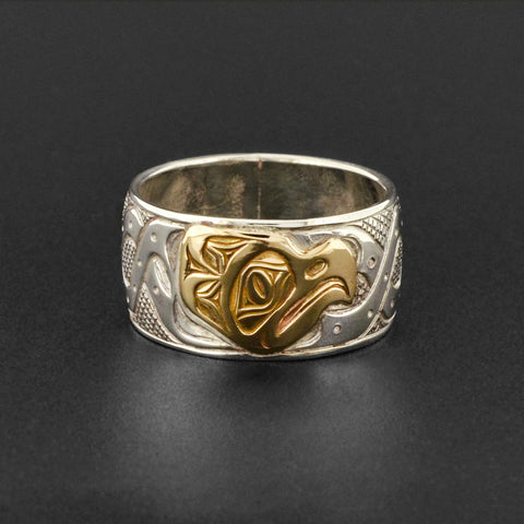 Octopus - Silver Ring with 14k Gold
