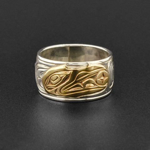 Raven and Light - Silver Ring with 14k Gold
