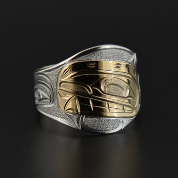 Killerwhale - Silver Ring with 14k Gold
